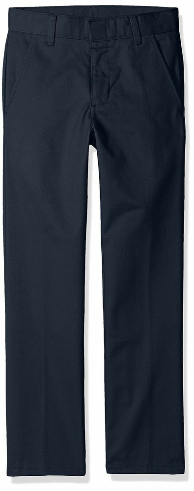 Nautica Husky Boys’ Uniform Flat Front Pant, Black, Large/14 – Husky