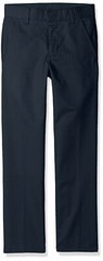 Nautica Husky Boys’ Uniform Flat Front Pant, Black, Large/14 – Husky