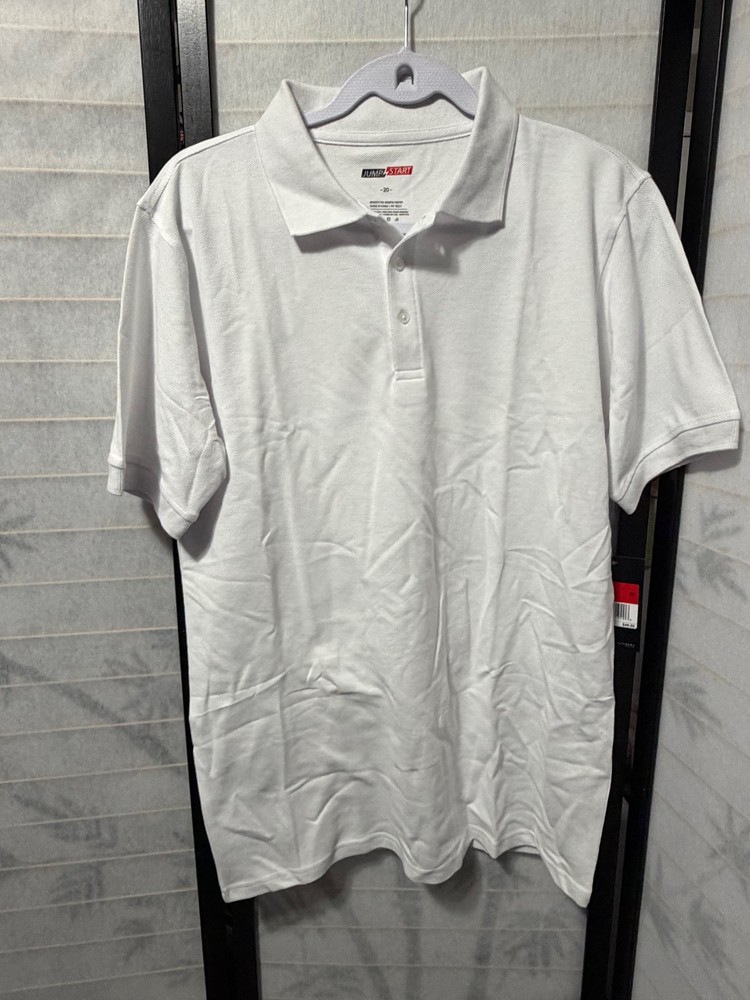 JUMP START UNIFORMS Unisex White Polo Shirt Size 20 NWT School Uniform Pique