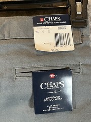 Chaps Boy’s Pants 20 Husky Grey Flat Front Stretch Adjustable Waist School NWT