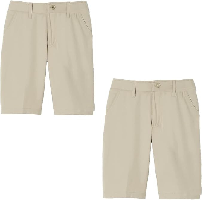 French Toast Youth Boy’s 2-Pack Performance Uniform Shorts, Khaki, Sz-10