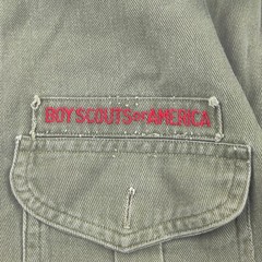 Vintage Boy Scouts Of America Shirt Boys 10-12 Green Uniform Twill Long Sleeve