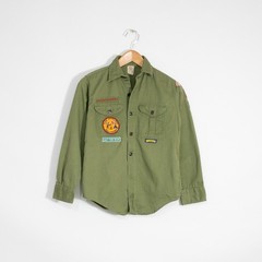 Vintage Boy Scouts of America Sanforized Shirt Youth Size Patches Utah Salt Lake
