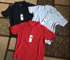 Kids Boys Polo Uniform Shirts Size 8 (Large) Red, Navy And Light Blue.