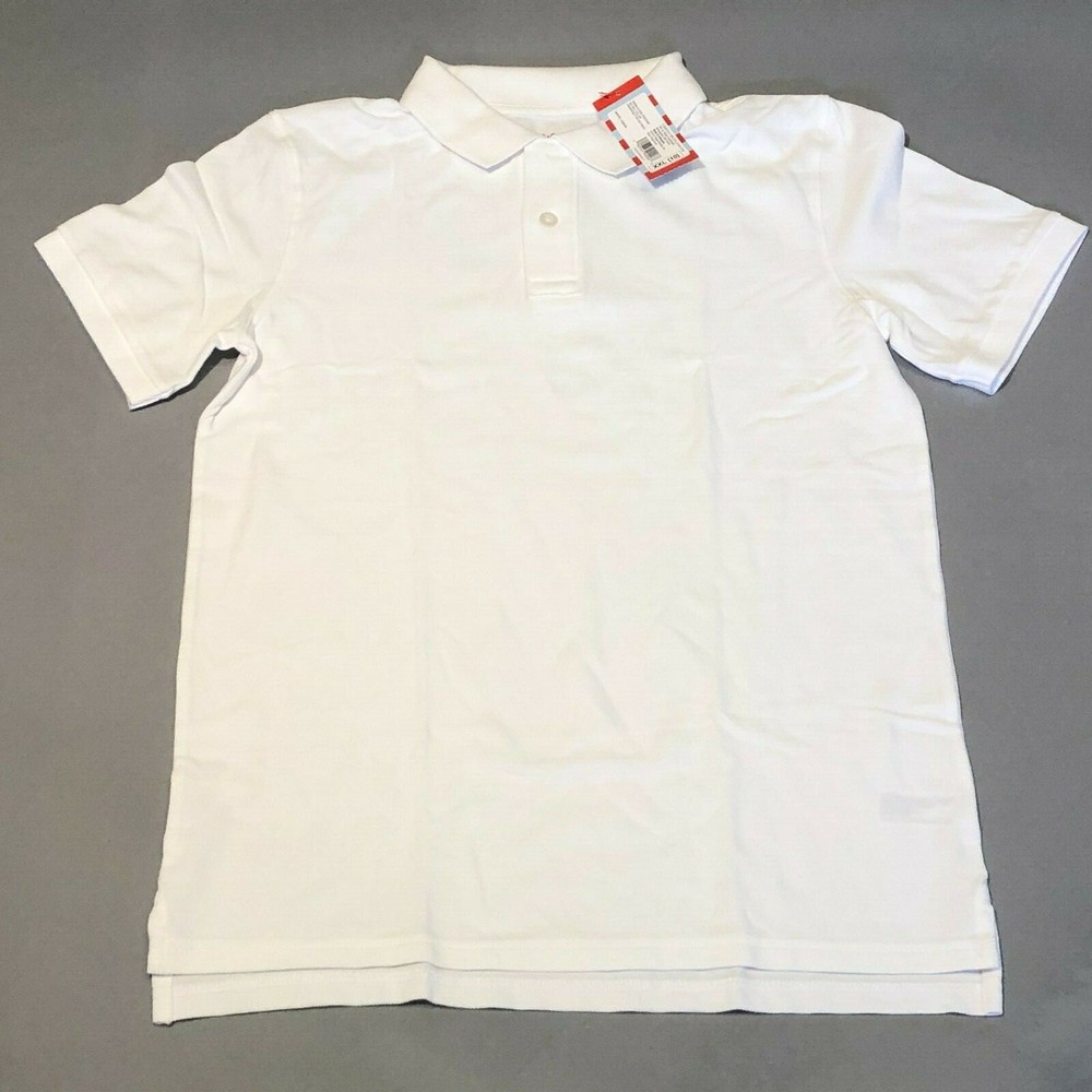 New Cat & Jack Boy’s Short Sleeve White School Uniform Polo Shirt Size XXL 18