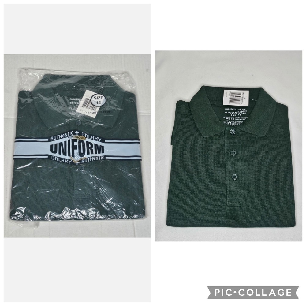 New Boys Authentic Galaxy by Harvic XBE 85HT School Uniform Polo Shirt Green 12