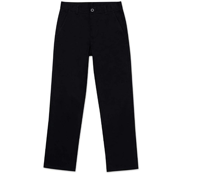 Nautica Big Boys’ Uniform Flat Front Pant, Black, Medium/12 R
