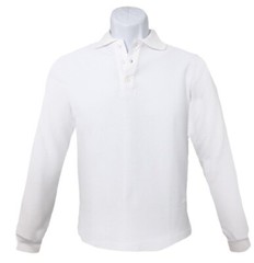 Polo Shirt Unisex White Long Sleeve School Uniform Size YS