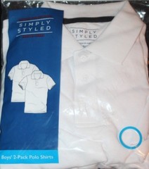 Simply Styled Boys’ Uniform White 2-Pack Polo Shirts SMALL (6/7)