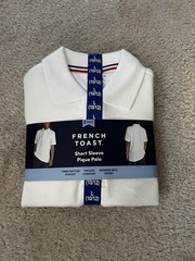 French Toast Short Sleeve Pique Polo White size L youth (10/12) NWT 2 Pack