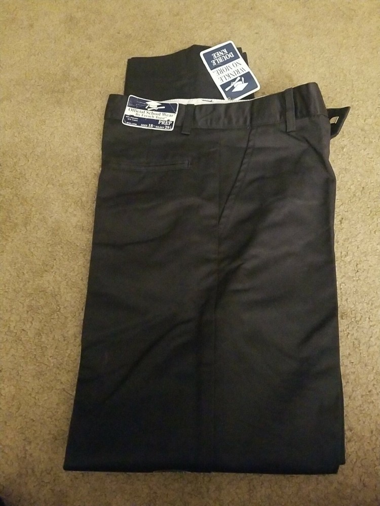 New French Toast navy Blue Pants Boys Official School Wear Double Knee 18 Prep