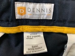 Dennis Uniform Boys Blue Flat Front Pants 077000 Size B20H (List $32)