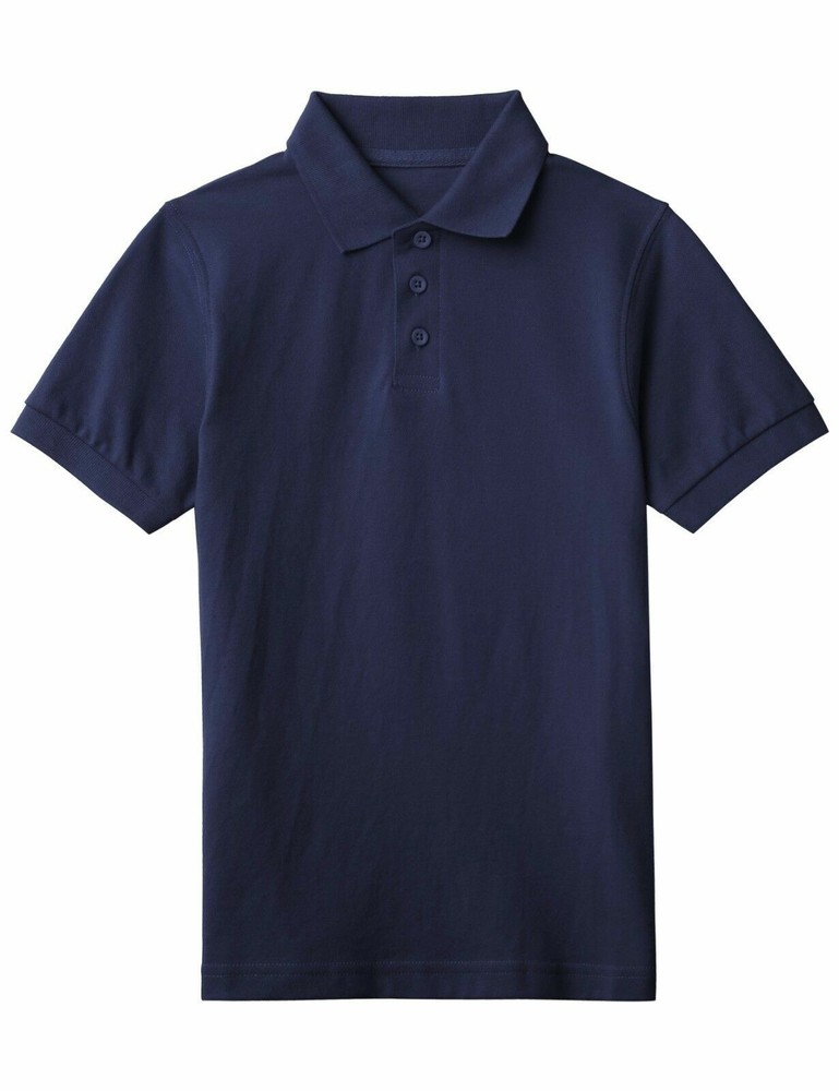CLASSROOM Big Boys Uniform Short Sleeve Pique Polo Dark Navy ~ Small 7/8 ~ New