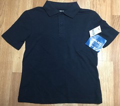 NWT Boys Navy Blue Short Sleeve Polo Shirt Catholic School Uniform Size 6/7