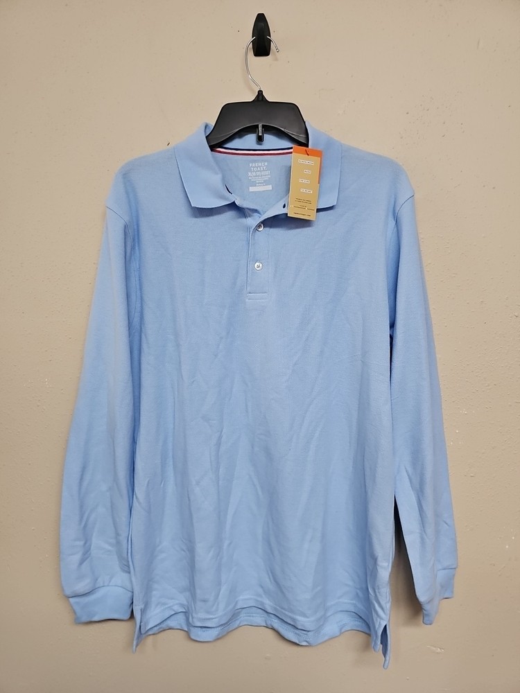 NWT FRENCH TOAST Boy’s Uniform T-Shirt Long Sleeve Cotton Blend Blue.Size XL
