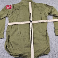 Vintage Boy Scouts Of America Uniform Shirt Hat Boys Medium Green Twill Patches