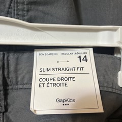 GAP Kids Boys Slim Fit Chinos Khaki Pants Size 14 NWT Regular 26×28 Gray