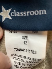 Classroom Uniform Shorts Elastic Waist Pull On Khaki Size 12 Set of 4