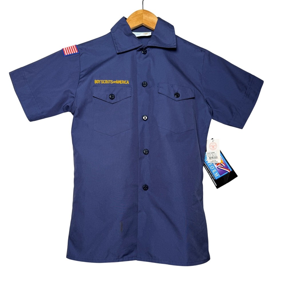 Boy Scouts of America Cub Scout Uniform Shirt Youth Medium Blue NWT USA Flag