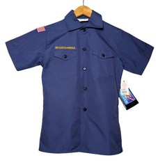 Boy Scouts of America Cub Scout Uniform Shirt Youth Medium Blue NWT USA Flag