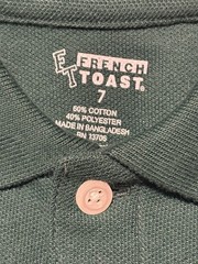 Boys French Toast Uniform/Casual Dark Green Long Sleeved Polo Shirt Size 7 NWT