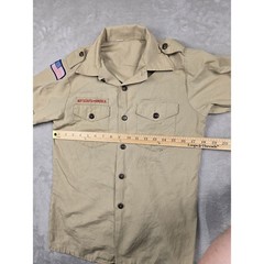 Boy Scouts of America Shirt Kids M Tan Short Sleeve Patches Pockets Gorpcore
