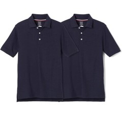 French Toast Kids 2-pack Short Sleeve Polo Uniform Shirts Navy -Size Medium (8)
