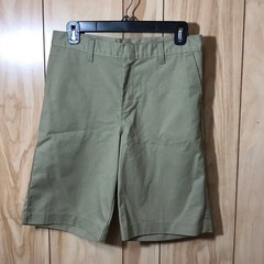 Dickies Khaki Uniform Flat Front Adjustable Waist Shorts Boys 16 Reg