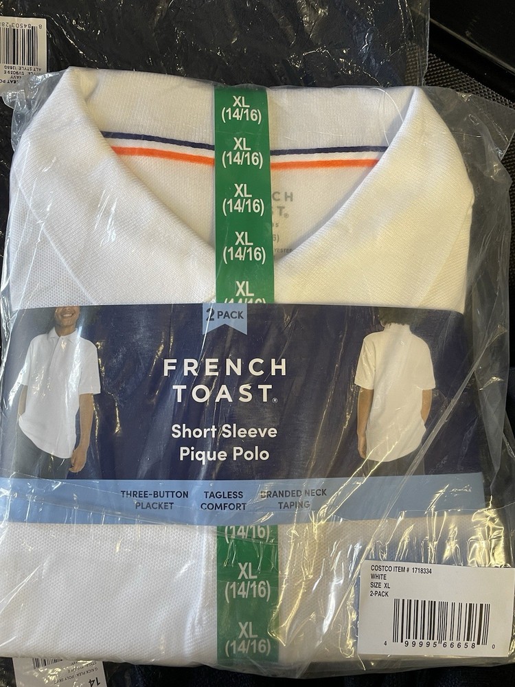 2 Pack French Toast White Short Sleeve Uniform Polo Boys 14/16
