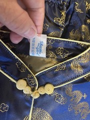 Traditional Asian Outfit Child Size 10 Shirt Pants Navy Blue with Dragons NWT
