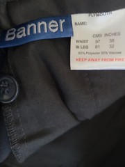 ‘BANNER’ PLYMOUTH SNR BOYS PLEAT SCHOOL TROUSERS,WAIST 97cm,INSIDE LEG 81CM,BNWT