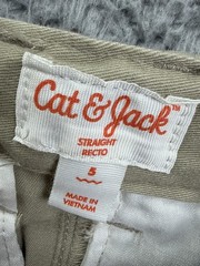 Cat & Jack Pants Boys 5 Beige Straight Leg Twill School Uniform Reinforced Knee