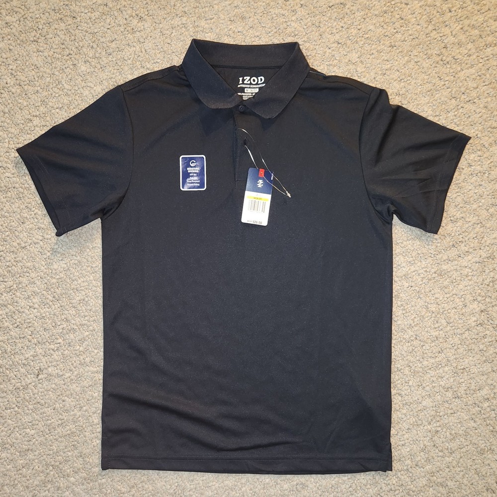 NWT Men’s M 36/37 IZOD Navy Blue Short Sleeve Polyester Polo Approved Schoolwear