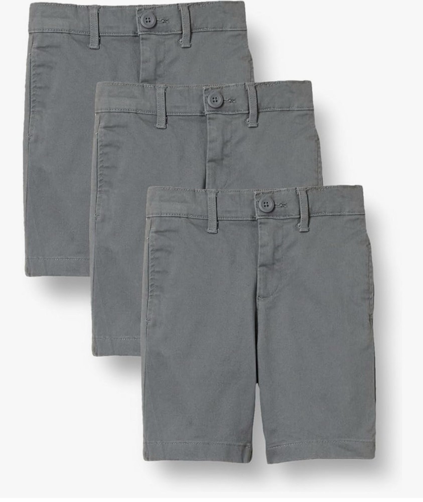 BOYS 3 PACK UNIFORM SHORTS Charcoal SIZE 14 Slim