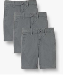 BOYS 3 PACK UNIFORM SHORTS Charcoal SIZE 14 Slim