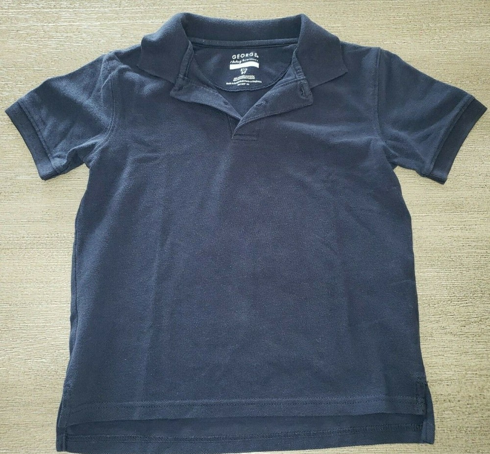 boys DARK BLUE SCHOOL UNIFORM SHIRT TOP collar size small 6/7 short sleeve