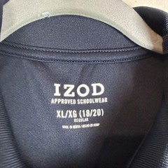 IZOD Polo Shirt Boys 18-20 Blue Uniform Short Sleeve Knit Schoolwear Regular Fit