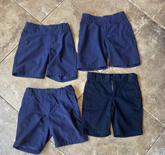 Lot of 4 All in Motion Boys Youth 7 Blue Flat Front School Uniform Chino Shorts