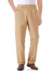 Boys Elastic Waist Pants Kids Uniform School Cotton Twill 9-10 Years Brown