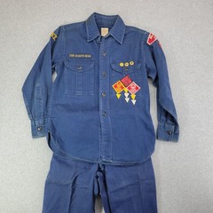 Vintage Boy Scouts BSA Cub Scouts Uniform Boys 8-10 Blue Shirt Pants Patches