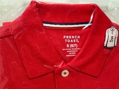 Red School Uniform Shirt Long Sleeve Button Pique Polo S 6/7 Unisex French Toast