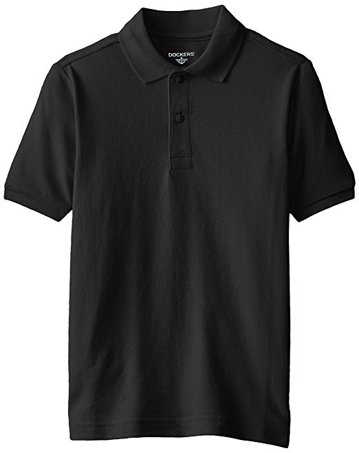 Little Boy’s Dockers Short Sleeve Pique Polo Shirt Schoolwear Black