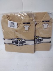2 Pack Galaxy School Uniform- Size 8 khaki Short Sleeve Polo Collared Shirt