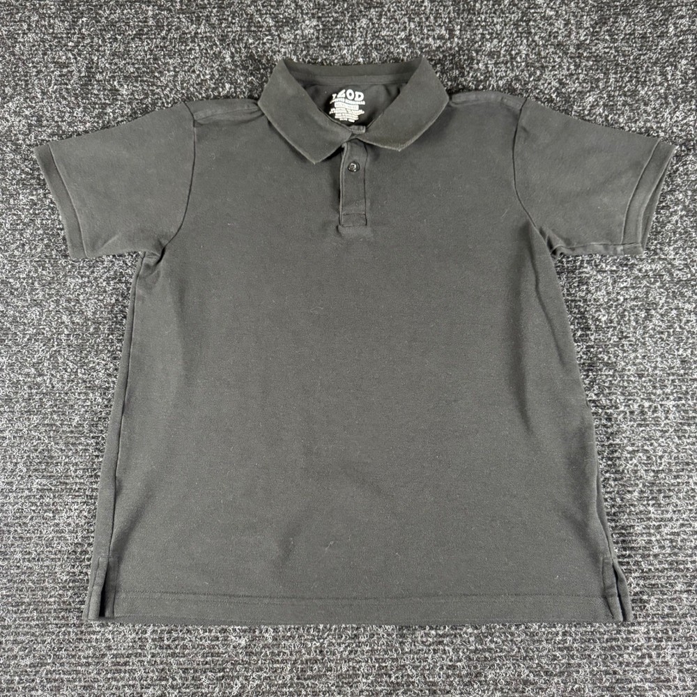 IZOD Boys XL 18-20 Black Short Sleeve Pique Polo Shirt Approved Schoolwear
