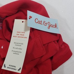 NWT Cat & Jack Boys Red Short Sleeve School Uniform Polo Shirt Size L 12/14