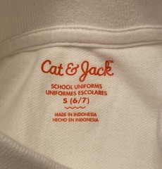 Cat & Jack Boys’ Short Sleeve White School Uniform Polo Shirt – Size Small(6-7)