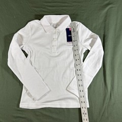 IZOD Girls White Long Sleeve Polo Shirt XS 6 6X School Uniform NWT