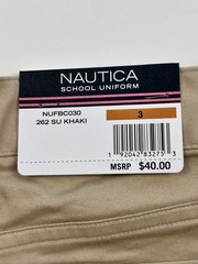 NWT Nautica School Uniform Khaki Performance Easy Care Pants Sz 3 Small NUFBC030
