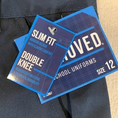 Approved School Uniform Pants Boys Size 12 Blue Slim Fit Double Knee NWT