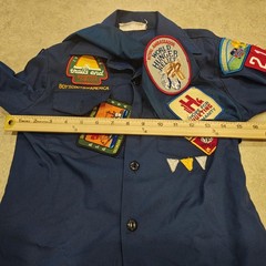 VTG Boy Scouts Of America Uniform Shirt Youth Medium 10-12 Blue Patches 1994
